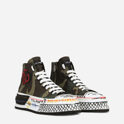 Dolce and Gabbana Portofino Light Camo-print High-top Sneakers In Multicolor