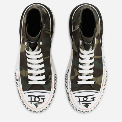 Dolce and Gabbana Portofino Light Camo-print High-top Sneakers In Multicolor