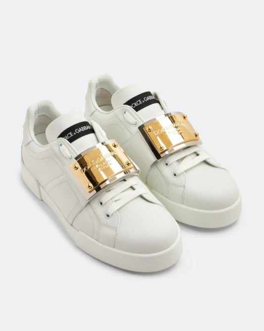 Dolce & Gabbana Portofino calfskin branded tag sneakers